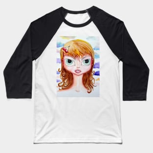 Cherry Girl Watercolor Baseball T-Shirt